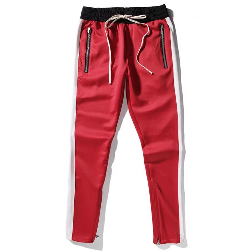 Брендовые штаны с боковой молнией, хип-хоп модная мужская одежда, Джастин Бибер, туман, соединяющиеся вместе, штаны для бега, черные, красные, синие