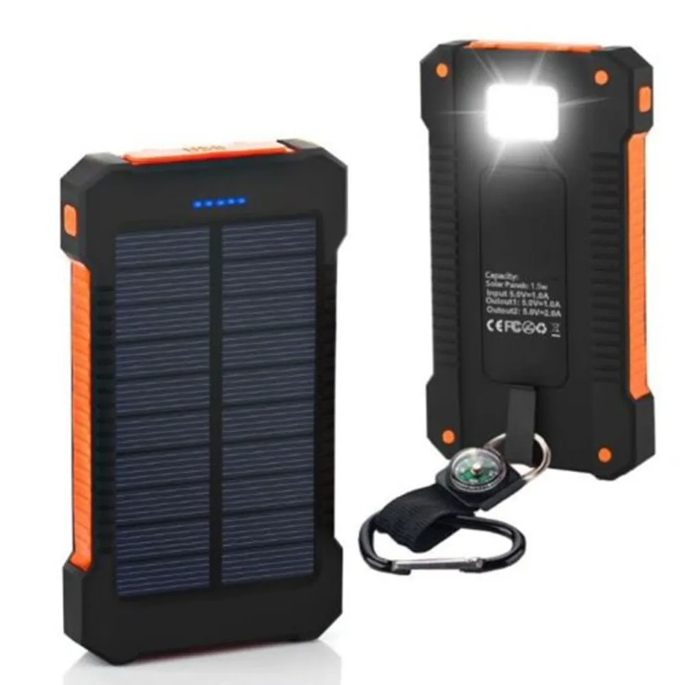 

30000mAh Portable Solar Power Bank Dual USB Solar Battery Charger Waterproof with Strong LED Light for All Phone