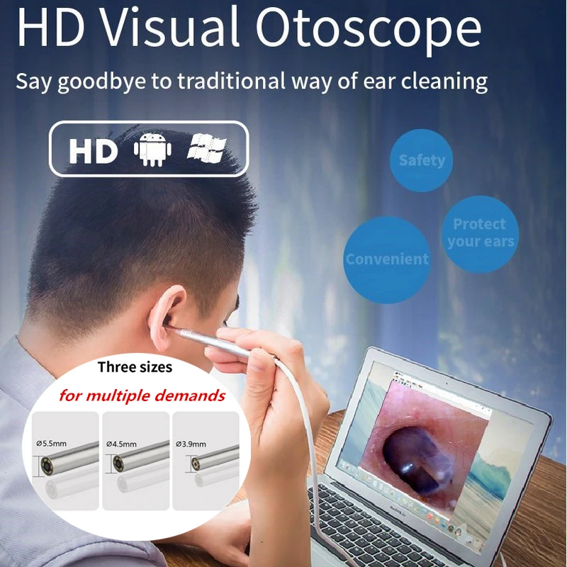 Koop 3.9mm 4.5mm 5.5mm Oor Schoonmaken Endoscoop Camera 1.0 Mega Pixel Borescope Inspectie Camera Earpick Tool voor Android PC