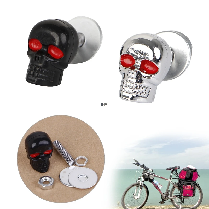 

4PCS Useful Motorcycle Chrome Skull License Plate Frame Bolts Screws Caps Fastener Nuts Bolts Nails Screws INY