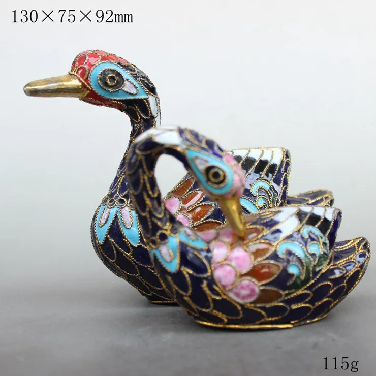 

Chinese style antique taste collection old enamel color cloisonne enamel and gold mandarin duck.