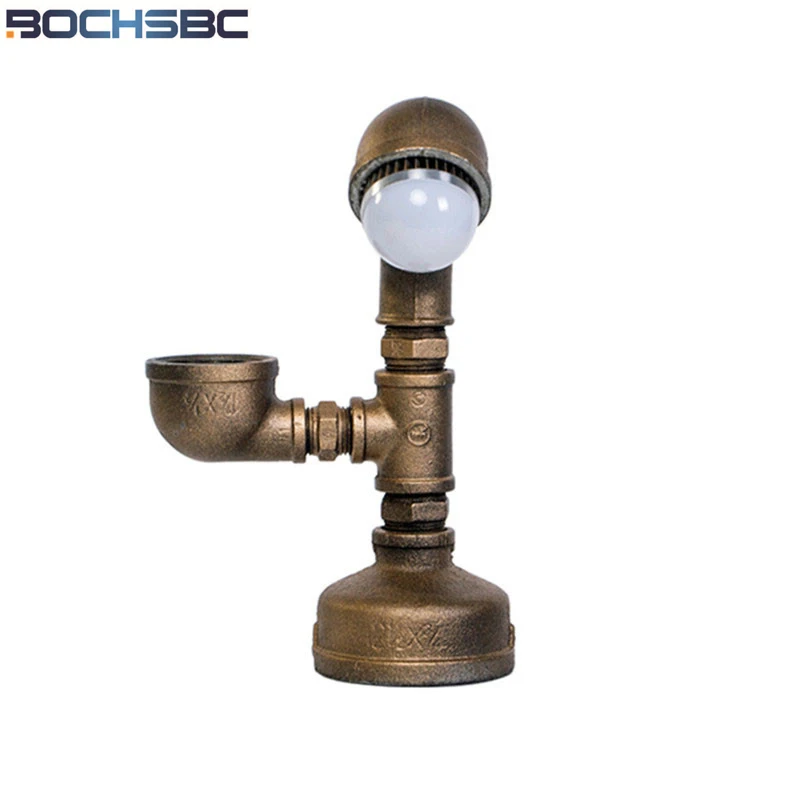 BOCHSBC Iron Pipe Loft LED Table Lights Creative Industry Retro Desk Lamp for Coffee Bar Study Living Room Lampada da tavolo BOCHSBC Iron Pipe Loft LED Table Lights Creative Industry Retro Desk Lamp for Coffee Bar Study Living Room Lampada da tavolo
