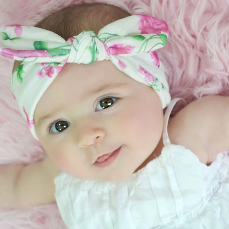 Cute Girls Headband Turban Rabbit Ears Headband Flower Hairband