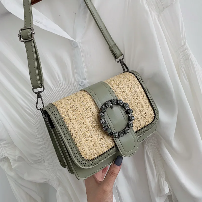 

Bag for women 2019 Female New Lock Small Flap Square Bag Fashion Straw Bag Casual Wild Crossbody Shoulder Bags Messenger Bag