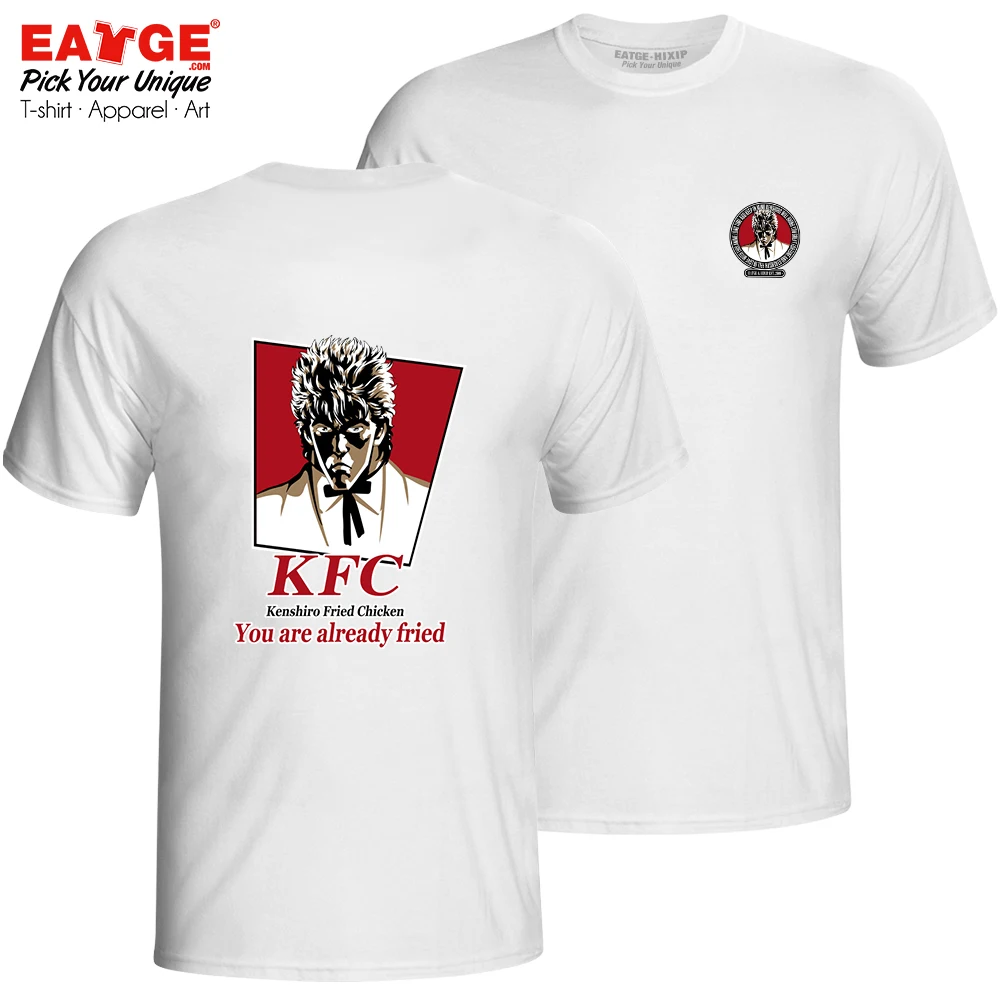 

Kenshiro Fried Chicken Logo T-shirt Anime Parody Fashion Punk T Shirt Cool Creative Funny Women Men White Cotton Top
