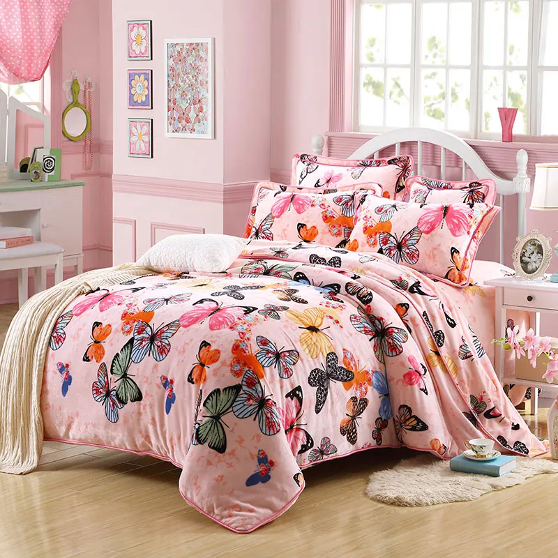 Комплект постельного белья из флисовой ткани с изображением бабочек|bed linen|butterfly