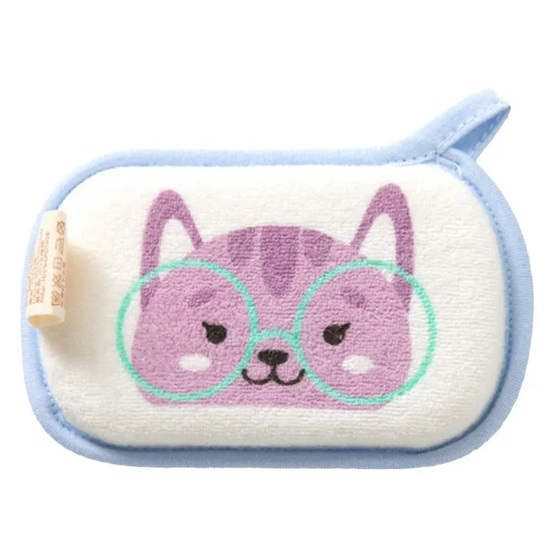 Милое детское полотенце с рисунком кота и енота, мягкое плюшевое полотенце для купания с рисунком животных из мультфильма для детей, ванная комната, 3 цвета - Цвет: Literary cat purple