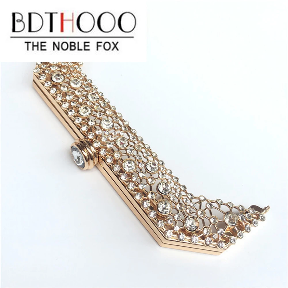 10pcs/Lot 19cm Metal Purse Frame With Diamond Bag Frame Handle DIY Kiss Clasp Lock for Clutch Handbag Women Bag Accessories Part
