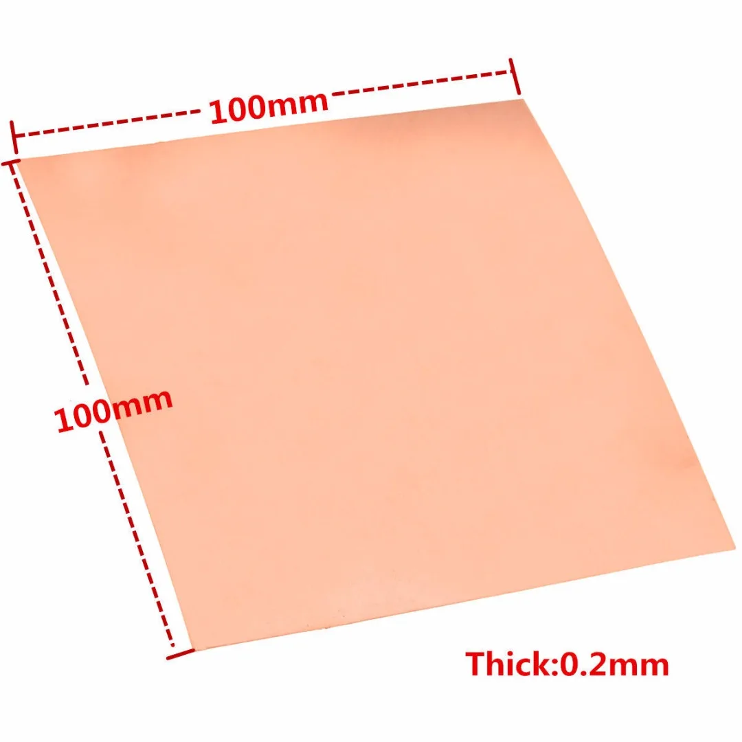 Newest 10*10cm 99.9% Pure Copper Cu Metal Sheet Foil Copper Plate 0.2mm Thickness