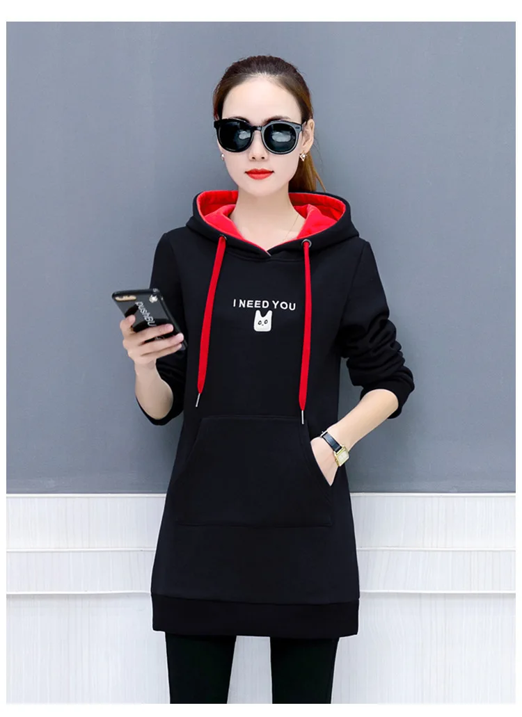 

2018 Winter Women Long Thick Hoodies Sweet Knitted Oversized XXXL Casual Sweatshirt Harajuku Students Pullover Autumn Moletom