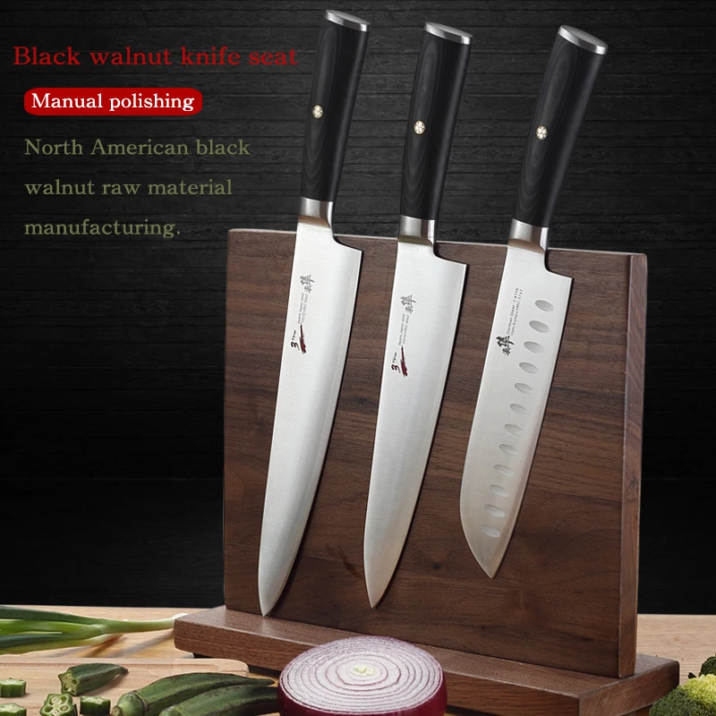North American black walnut knife block double face suction