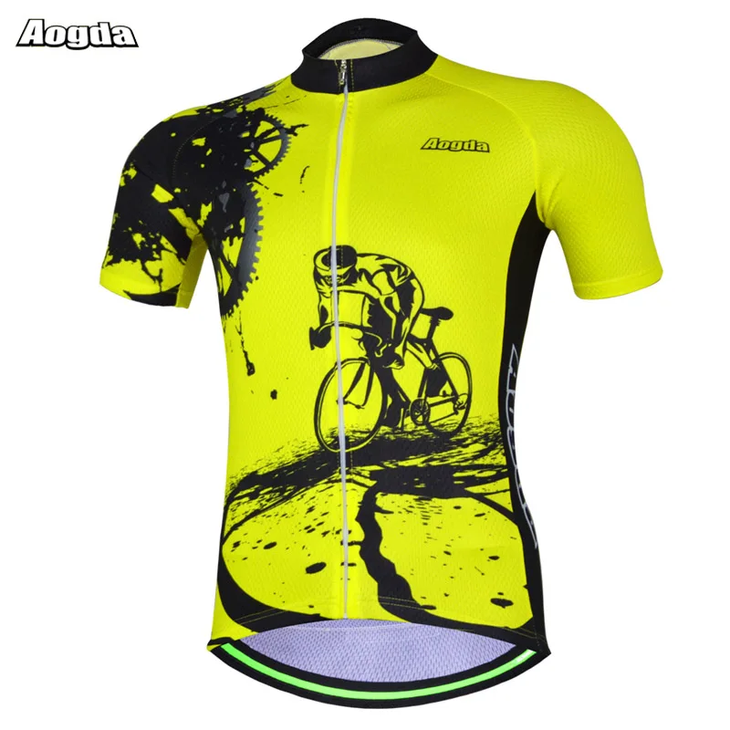 Aogda Мужская рубашка для езды на велосипеде Maillot Ciclismo летняя Дышащая Mtb Дорожный велосипед одежда короткий рукав Велоспорт Джерси черный желтый - Цвет: 02