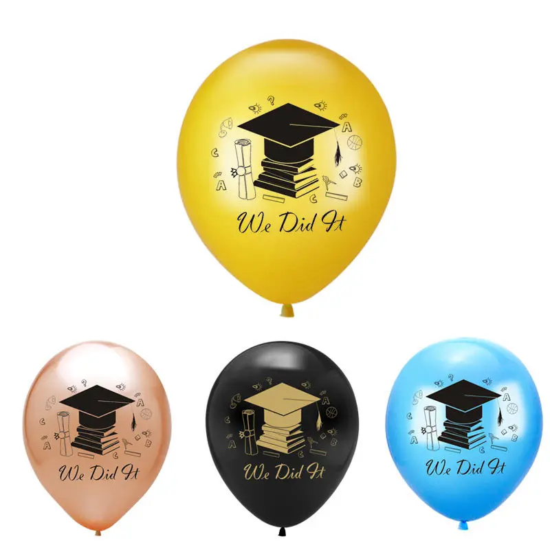

10pcs 12inch 2.8g Graduation Season Doctor Hat Graduate Letter Balloons Congratulations Graduate Party Decoration