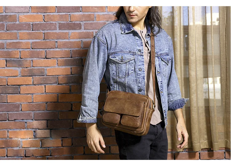 Модная мужская сумка через плечо, винтажная маленькая сумка через плечо из воловьей кожи, повседневная мужская сумка-мессенджер из натуральной кожи