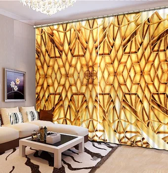 

Curtain Custom Any Size Home Bedroom Decoration Golden Yellow Pattern 3D Curtain Bed Room Living Room Office Hotel Cortinas