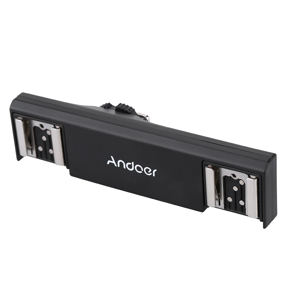 В наличии за рубежом Andoer Двойной Горячий башмак Speedlite вспышка кронштейн