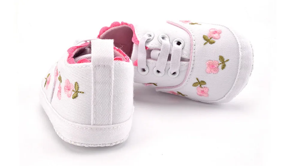 Baby Girl Shoes White Lace Floral Embroidered Soft Shoes First Walker Shoes