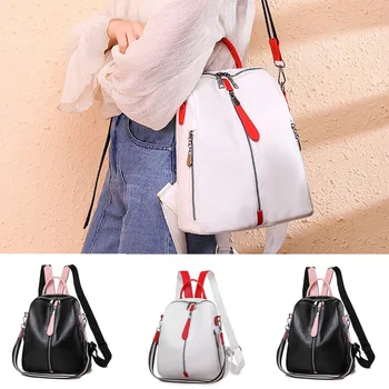 

Leather Women Backpack Women's Large Capacity Computer Bag patchwork Color Backpack multifunctional anti-theft Shoulder Bag