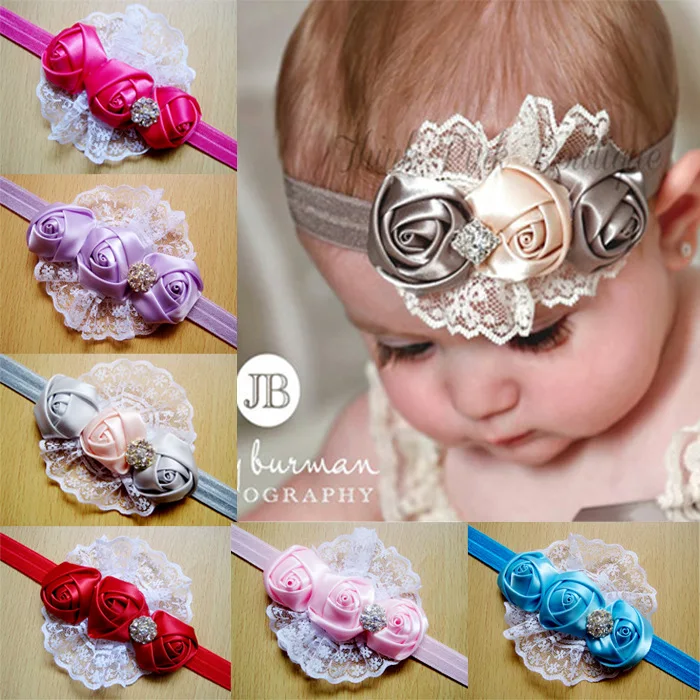 Euramerican style the new Children's hair band Rose bud silk baby