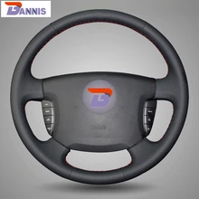 BANNIS Black Artificial Leather DIY Hand stitched Steering Wheel Cover for Ssangyong Actyon Kyron
