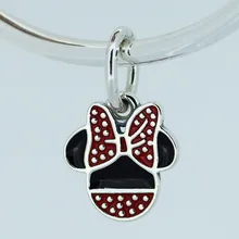 Аутентичные стерлингового серебра 925 значок мыши очаровательные бусины-Подвески для изготовления ювелирных изделий Подходит бренд браслеты