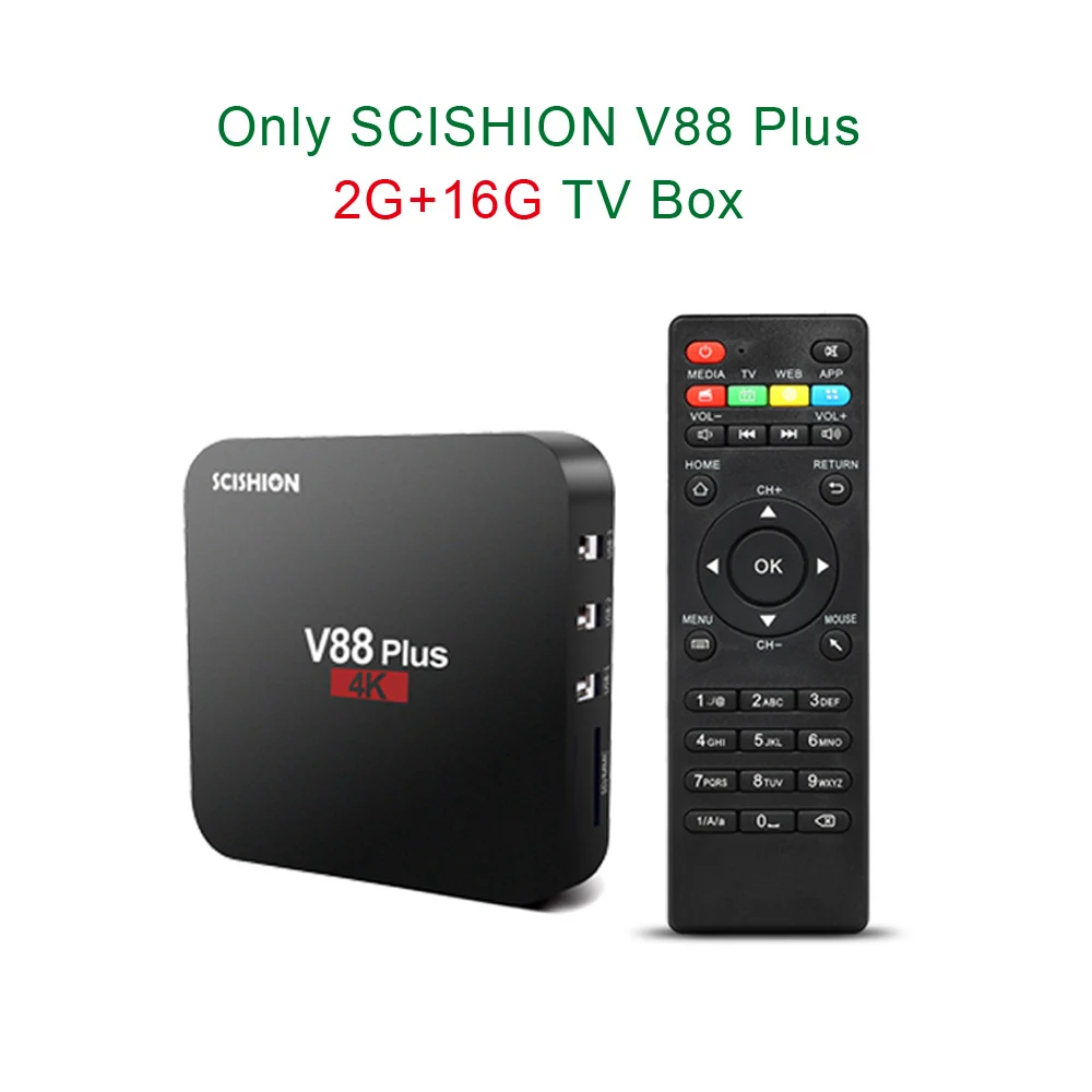 SCISHION V88 плюс Android 8,1 ТВ приставка 2 ГБ/16 ГБ RK3229 Четырехъядерный 4K VP9 H.265 HDR10 Miracast DLNA WiFi LAN HD Смарт медиаплеер - Цвет: Only TV Box