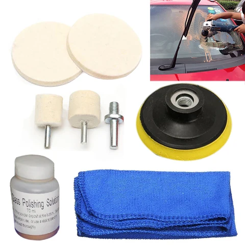 Removedor de Arranhões para Brisas Kit de Polimento de Vidro Solução + 2 Ossieao Almofadas Pano 70ml