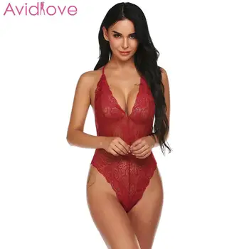 

Avidlove Women Mesh See Through Sexy Backless, Nightwear Summer Chemise Floral Lace Lingerie Pajamas Bodysuit