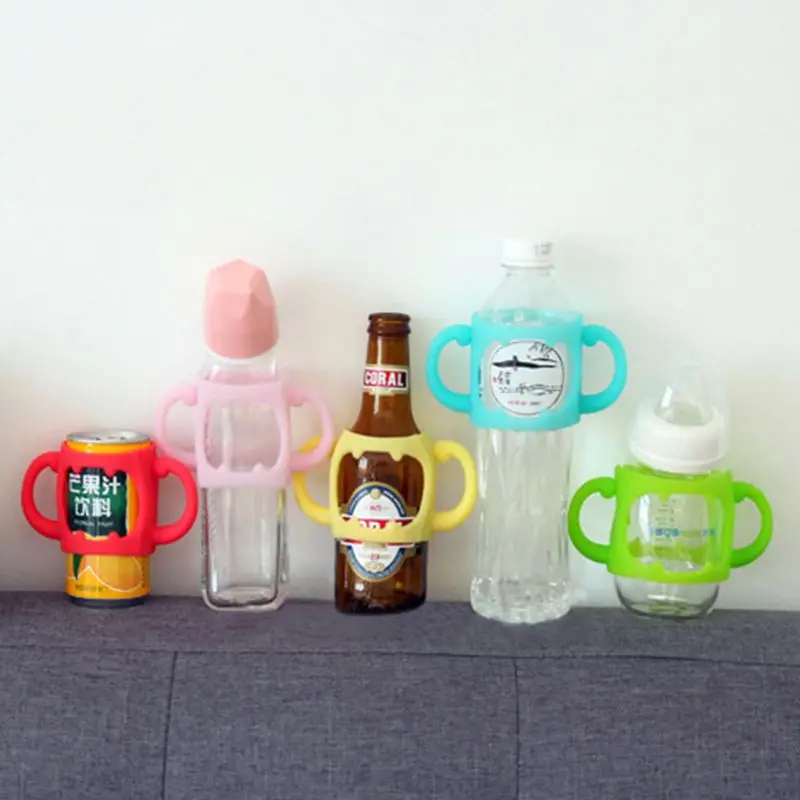 Baby Bottle Universal Handle Soft Silicone Wide Mouth Grip Multicolor Heat Resistant Feeding Bottles Accessories