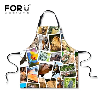 

FORUDESIGNS Printing Animal Men Women Home Cleaning Aprons High Quality Polyester Hotel Coffe Tea Shop Aprons Dropshipping
