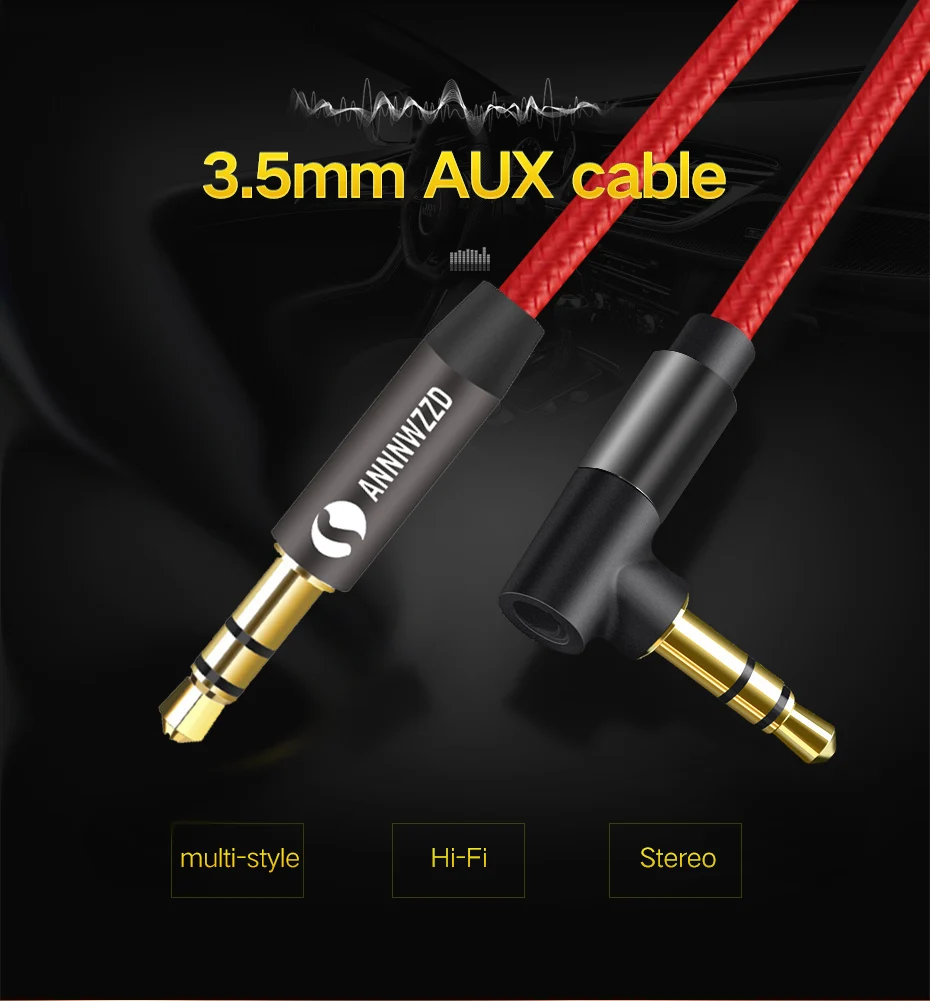 Audio Cable 3.5mm Aux Cables Gold Plated 3.5mm jack audio cable for Car Headphone MP3/4 Phone Speaker Auxiliary Cable