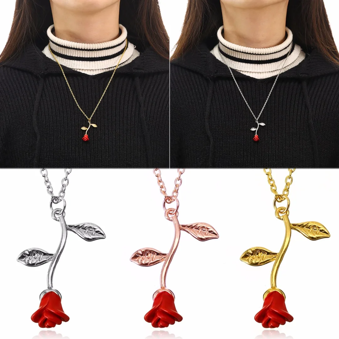 Red Rose Flower Statement Necklace Shellhard Bijoux Femme Collier Necklaces Pendant Trendy Women Jewelry Gift