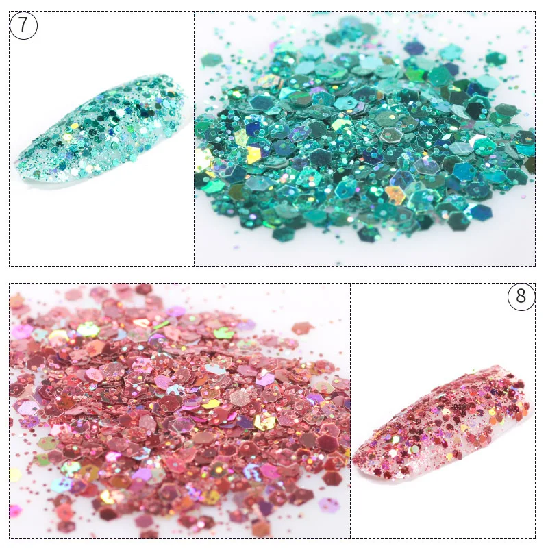 1pot Laser Mermaid Hexagon Sequins Ultra Thin Nail Art Glitters Shiny Holo Flakes 3d Manicure UV Gel Polish Tips Decorations New