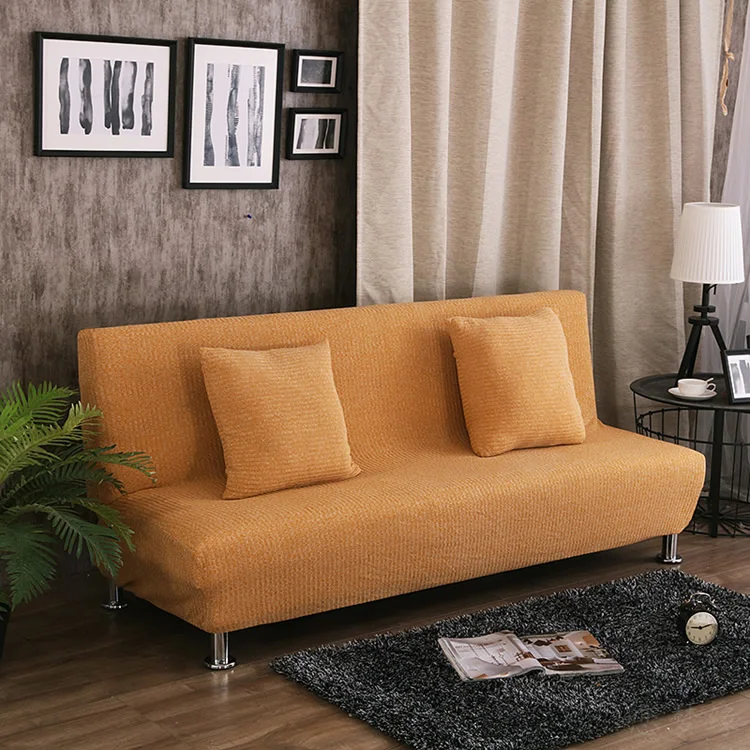 Меланжевый трикотажный чехол для дивана, кровати, чехлы для дивана, растягивающиеся Чехлы для дивана, большая эластичность, чехол для дивана, откидное полотенце без рукавов - Цвет: Mustard