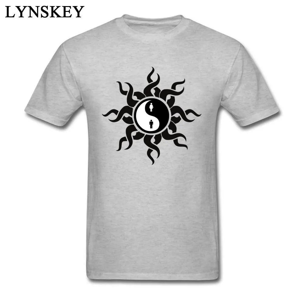 Crewneck All Cotton T Shirt for Men Print Summer Tops Tees Short Sleeve Faddish Tribal Yin Yang Man Woman Customized Clothing Shirt Tribal Yin Yang Man Woman grey