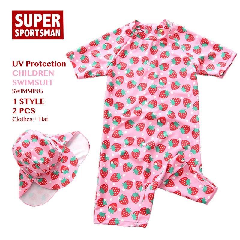 Купить Girls Swimwear Newborn Baby Cartoon One Piece Swimsuit For Kids Swimming Hat Children Anti-UV Surfing Toddler Bathing Swim Suits  Спорт и | One-Piece Suits (32955129919)