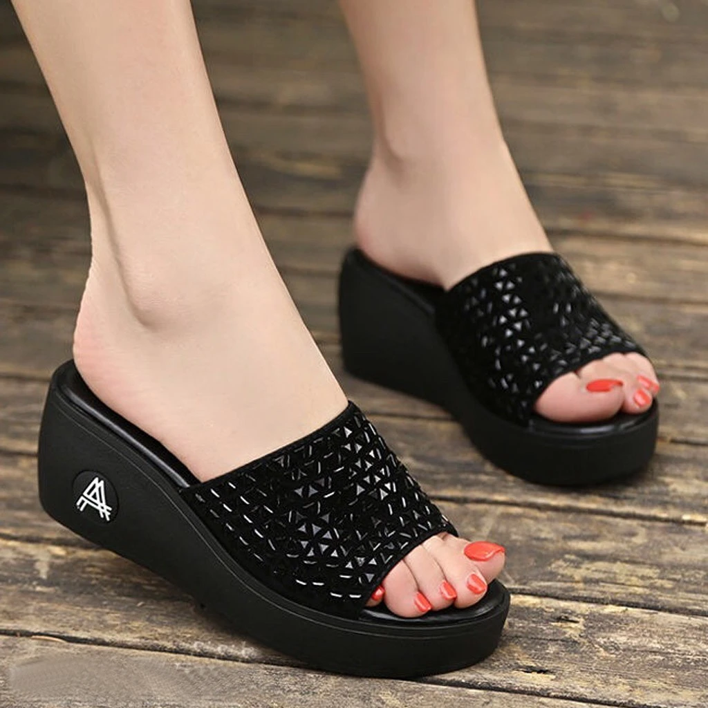 ladies slip on wedges