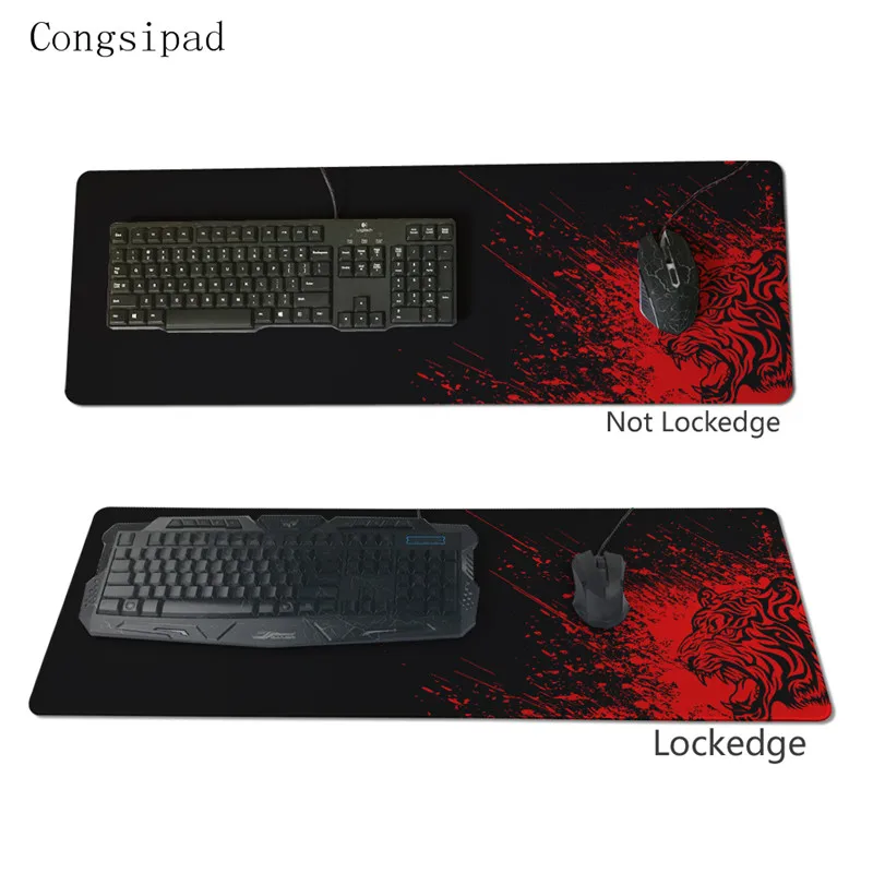  Congsipad Tiger Head Mouse Pad with Edge Locking 90x40 Tiger Mouse Mat Pad for csgo/league of legen