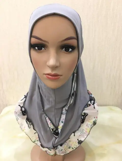 H1116 красивый хиджаб детский с шифоновым слоем, маленькая девочка мусульманский шарф, быстрая, разные цвета