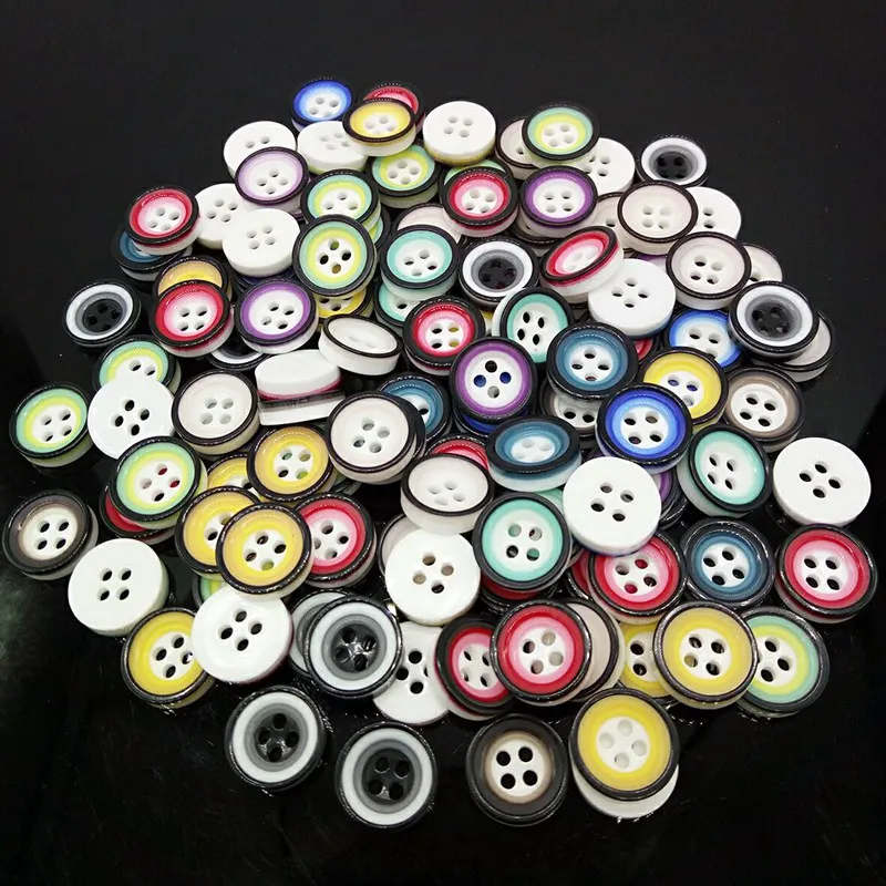 HANLV 20pcs 12mm mix color 4 holes plastic buttons shirt apparel sewing