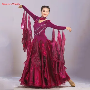 

2018 New Ballroom Dance Dress Competition Costumes Luxury Diamond Standard Ballroom Dance Clothing Tango Waltz Performance Dress