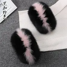 Женское зимнее пальто натуральная манжеты из лисьего меха Женское зимнее пальто контрастный цвет лоскутное лисий мех рукав рукавицы меховые перчатки TB025