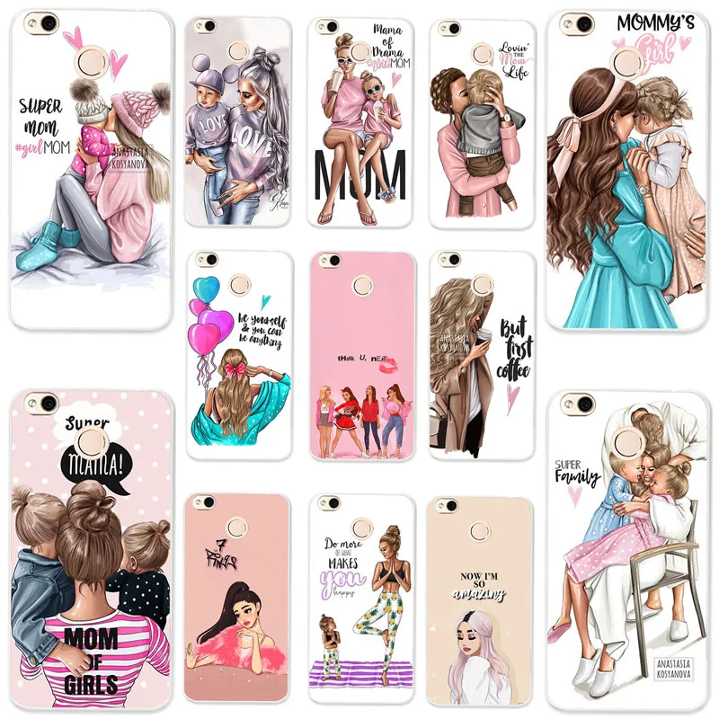 

Vanveet Phone Cases for Xiaomi Redmi 4X Case Siliocne Black Brown Hair Baby Mom Girl Soft Cover Xiaomi Redmi 4X 5.0 inch Bumper