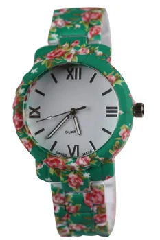 

Practical women's flower analog quartz leather watch