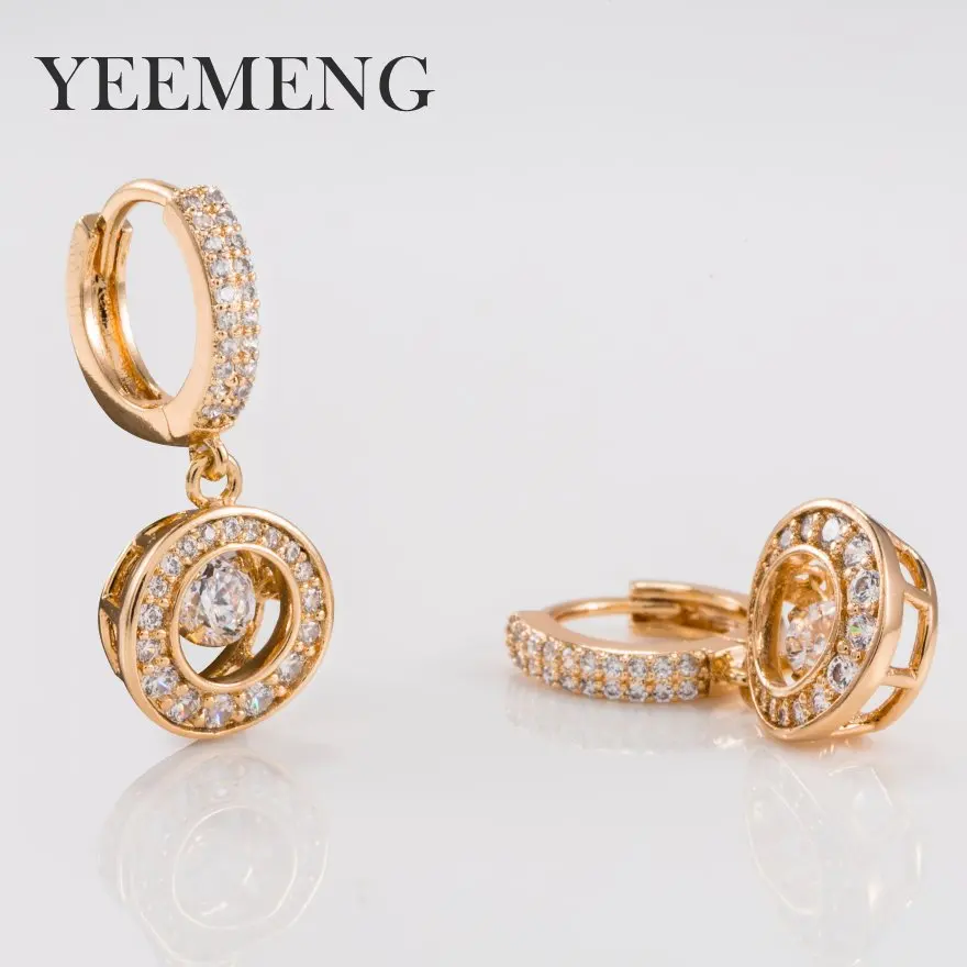Элегантные темпераментные висячие серьги YEEMENG цвета розового золота блестящие