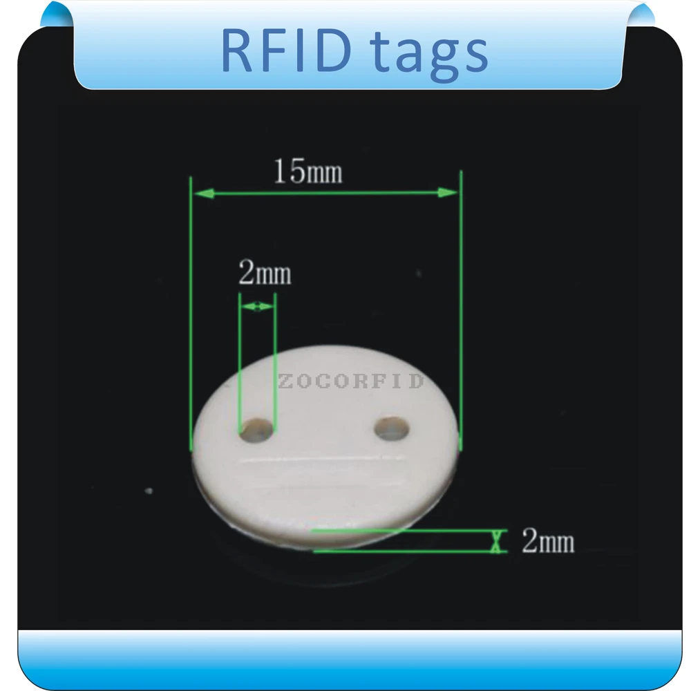 Бесплатная доставка 125 шт. кГц два отверстия T5557 RFID метки для стирки одежды рулон