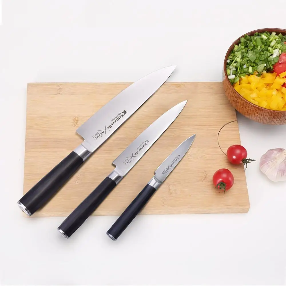 SEDGE 3 шт. кухонный нож набор-8 дюймов нож шеф-повара, 6 дюймов Универсальный нож, 3,5 дюймов нож для очистки овощей, японский AUS-8 HC нержавеющая St
