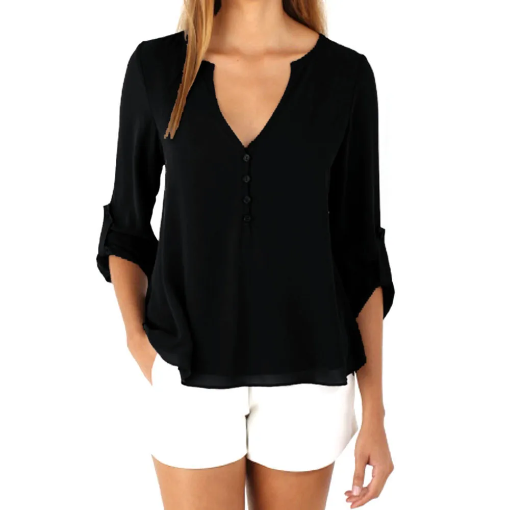 Женская блузка свободная с длинным рукавом из шифона|blouse plus size|blouse fashionblouses |