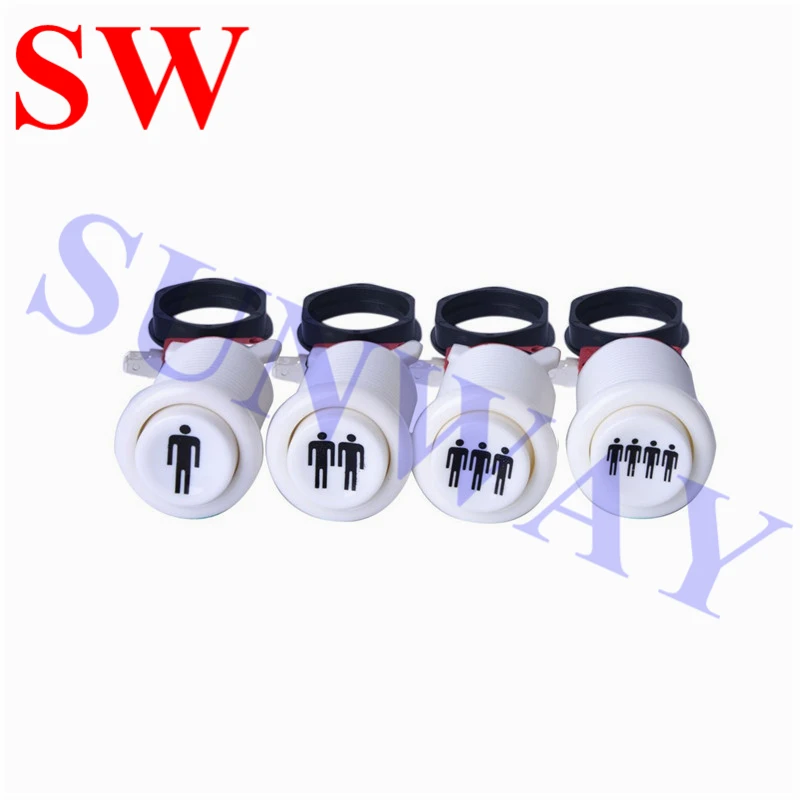 4PCS 28mm Mounted Happ push button with microswitch 1 Player 2 Player 3 Player 4 Player