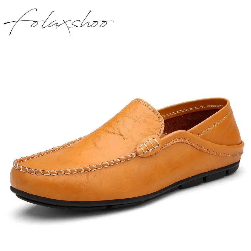 

Folaxshoo Genuine Leather Loafers Spring Autumn Mens Shoes Large Sizes Breathable Men Driving Casual Mens Leather Loafers Shoe